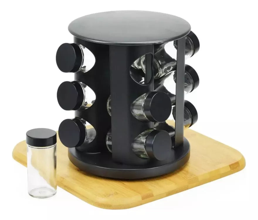 🌿 Porta Especiero con 9 Frascos de Vidrio – Organización y estilo en tu cocina