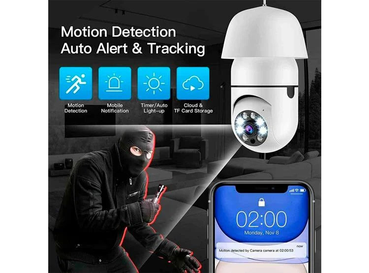💡 Foco Cámara 360° Wi-Fi – Vigilancia total en un solo dispositivo