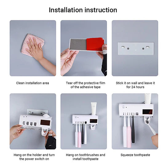 ✨ Esterilizador UV + Porta Cepillo de Dientes + Dispensador de Pasta – Higiene y Organización en tu Baño