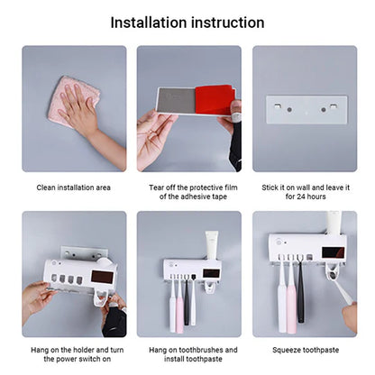 ✨ Esterilizador UV + Porta Cepillo de Dientes + Dispensador de Pasta – Higiene y Organización en tu Baño