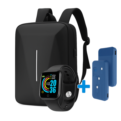Combo Mochila Antirrobo + Powerbank 12000 mAh + Smartwatch D20