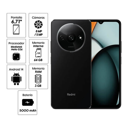 📱 Xiaomi Redmi A3 (6.71" – 64GB, 3GB RAM) — Grande en pantalla, ligero en precio