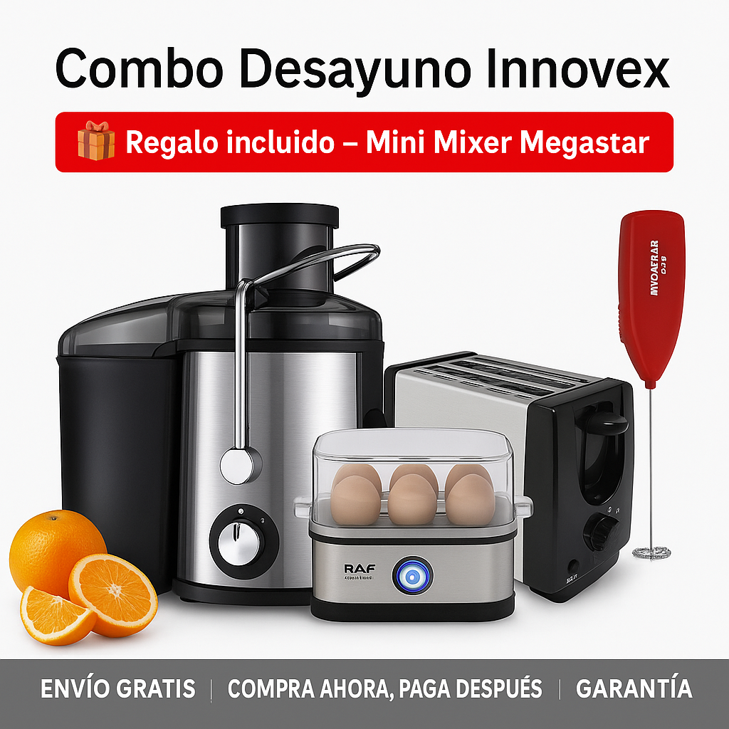 Combo Desayuno Innovex 🍞☕ + Mini Mixer de Regalo 🎁