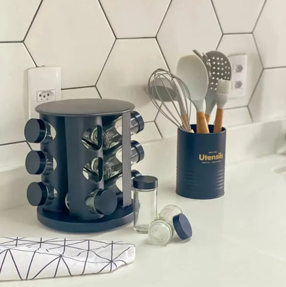 🌿 Porta Especiero con 9 Frascos de Vidrio – Organización y estilo en tu cocina