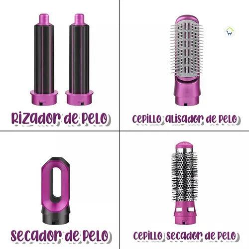 “Secador de Pelo 5 en 1 Multifuncional | Alisador, Rizador y Cepillo Profesional”