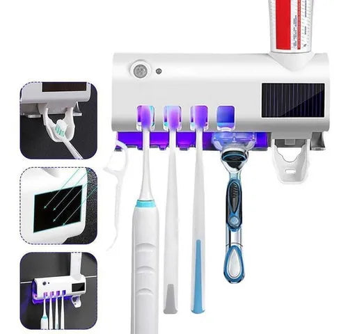 ✨ Esterilizador UV + Porta Cepillo de Dientes + Dispensador de Pasta – Higiene y Organización en tu Baño