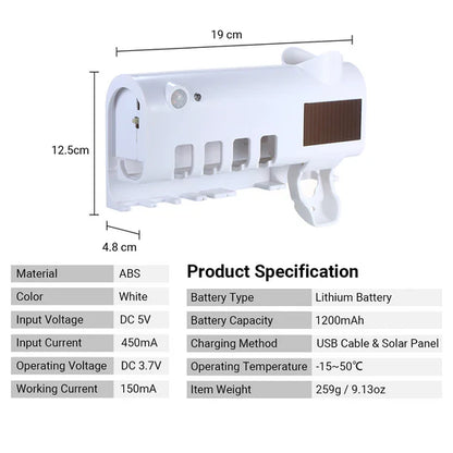 ✨ Esterilizador UV + Porta Cepillo de Dientes + Dispensador de Pasta – Higiene y Organización en tu Baño