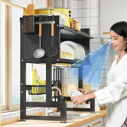 🍴 Porta Cubiertos y Escurridor de Platos 2 en 1 – Organización total en tu cocina