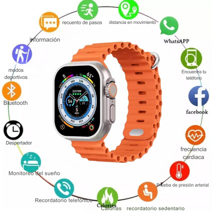 Smartwatch 2.2" Ultra – Notificaciones, música y cámara