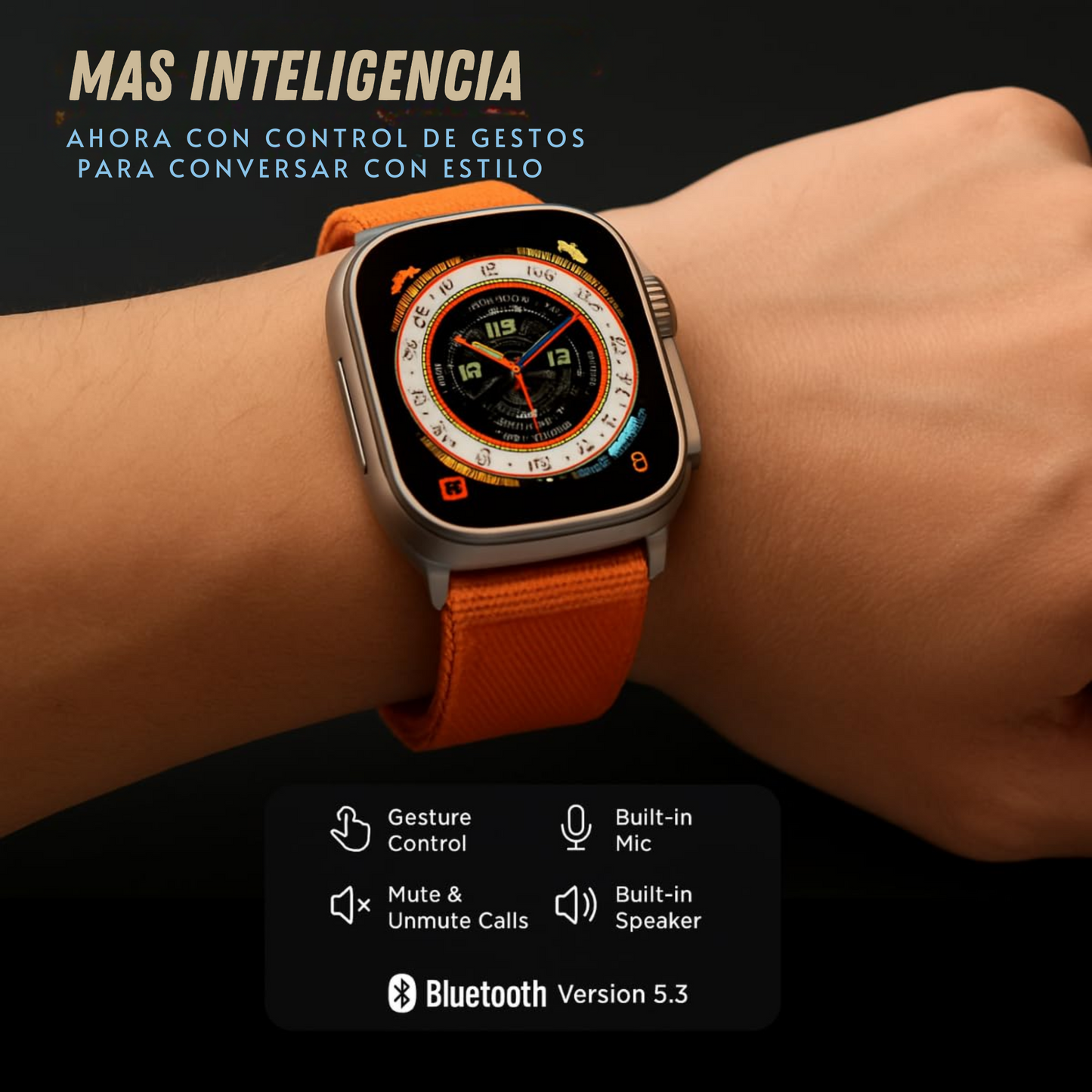 Smartwatch 2.2" Ultra – Notificaciones, música y cámara