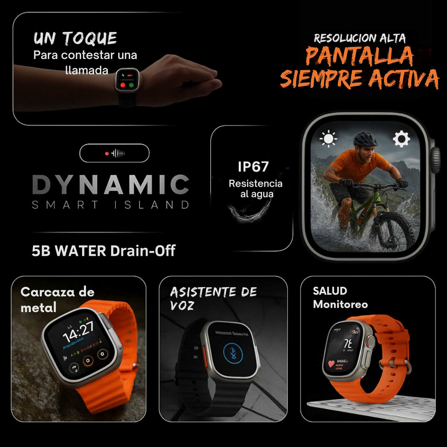 Smartwatch 2.2" Ultra – Notificaciones, música y cámara