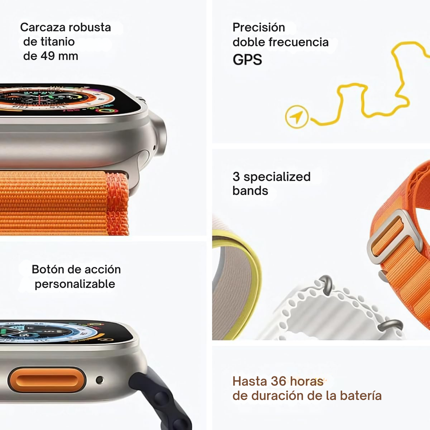 Smartwatch 2.2" Ultra – Notificaciones, música y cámara