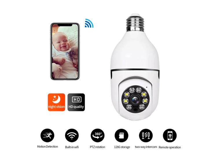 💡 Foco Cámara 360° Wi-Fi – Vigilancia total en un solo dispositivo
