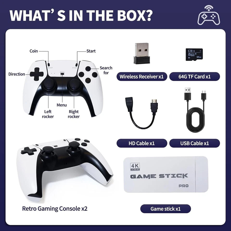 Consola Retro Game Stick 4K – 20.000+ Juegos Clásicos Plug & Play